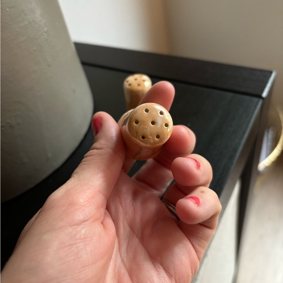 Vintage Lusterware Mini Salt & Pepper Shakers - Iridescent Orange / Peach Japan - Picture 13 of 15